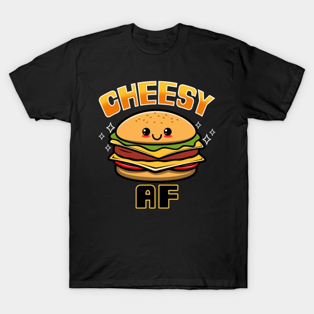 Funny Cute Kawaii Cheeseburger Funny Meme Gift For Burger Lovers T-Shirt by Originals By Boggs